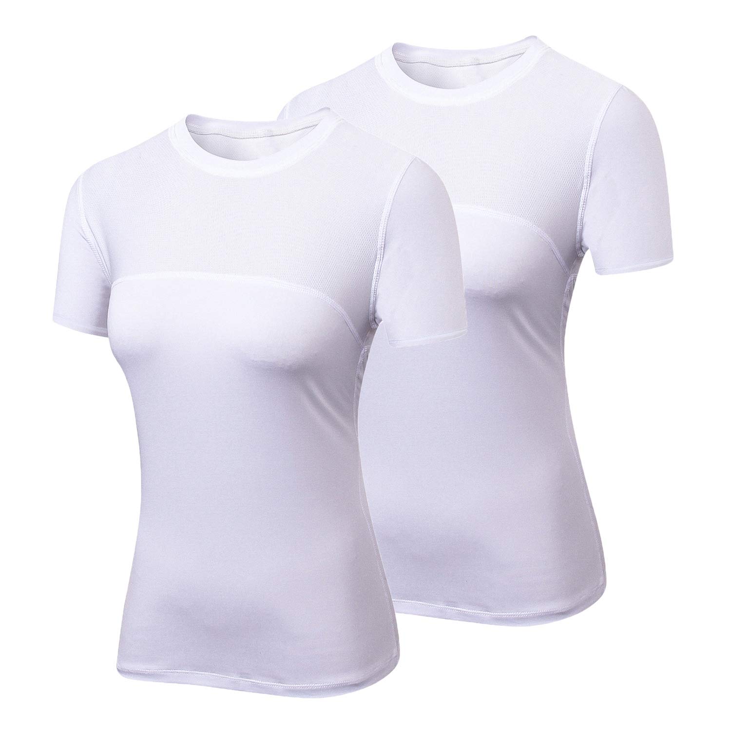 Maglia da allenamento da donna Dry Fit a maniche corte Sport Compressione Top traspirante Athletic T-shirt - Beige - XL