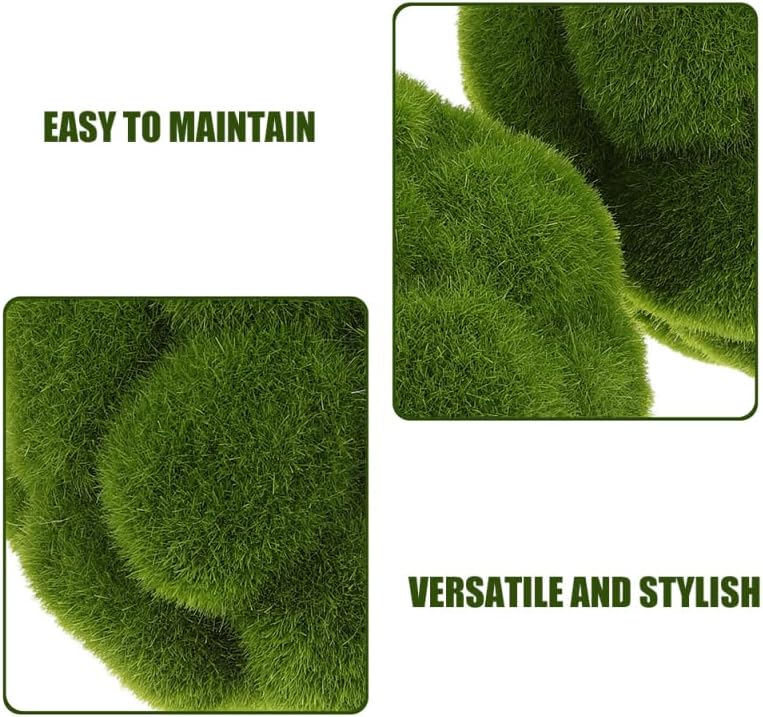 Cabilock Simulated Moss Balls Artificial Plant Topiary Decoration for Wedding Party Garden Window Ceiling Hanging 5.91 Inch Green Moss Sphere