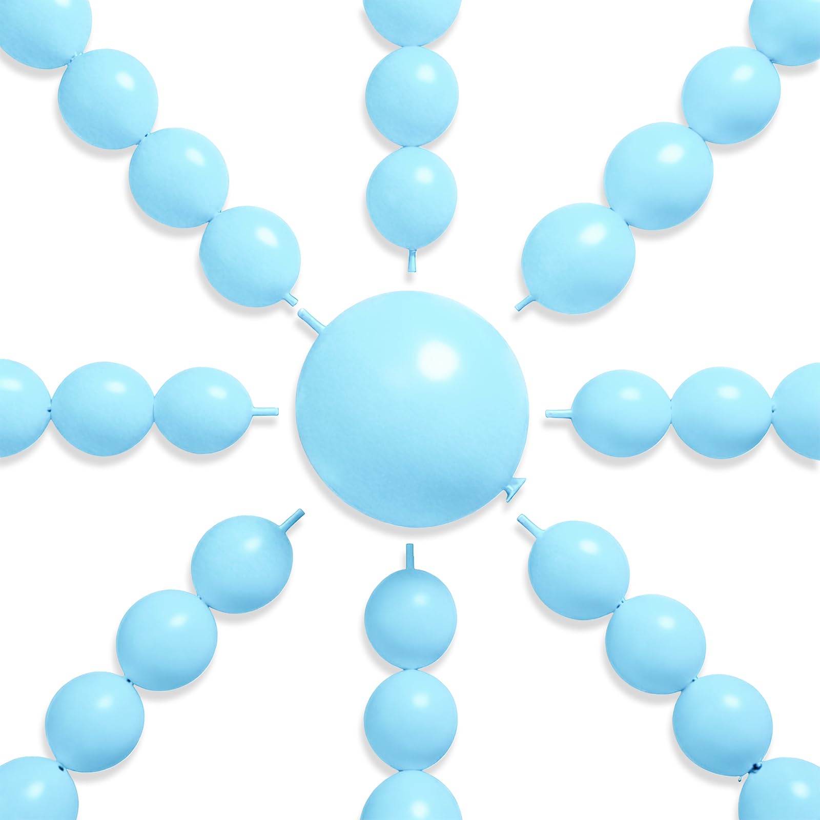Photo 1 of PartyWoo Baby Blue Linking Balloons 100pcs 6 Inch Light Pastel Sky Blue Link Balloons for Graduation Baby Shower Gender Reveal Weddings Easter Birthday Anniversary Party Decorations Blue-y4