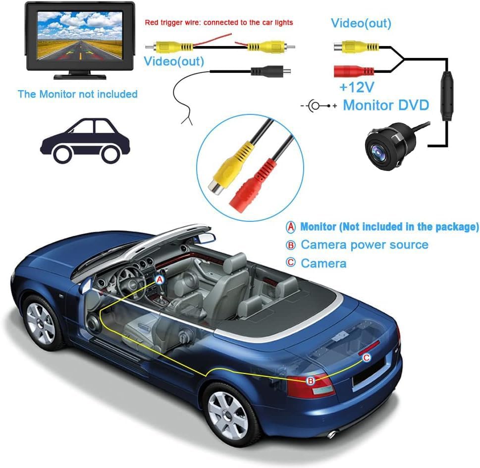 Image of Audio Wheels Car AHD Moving Path Guide Line with 170Perfect View Angle Design Waterproof Parking Reverse Moving Path Guide Camera only for Car Android Monitors.
