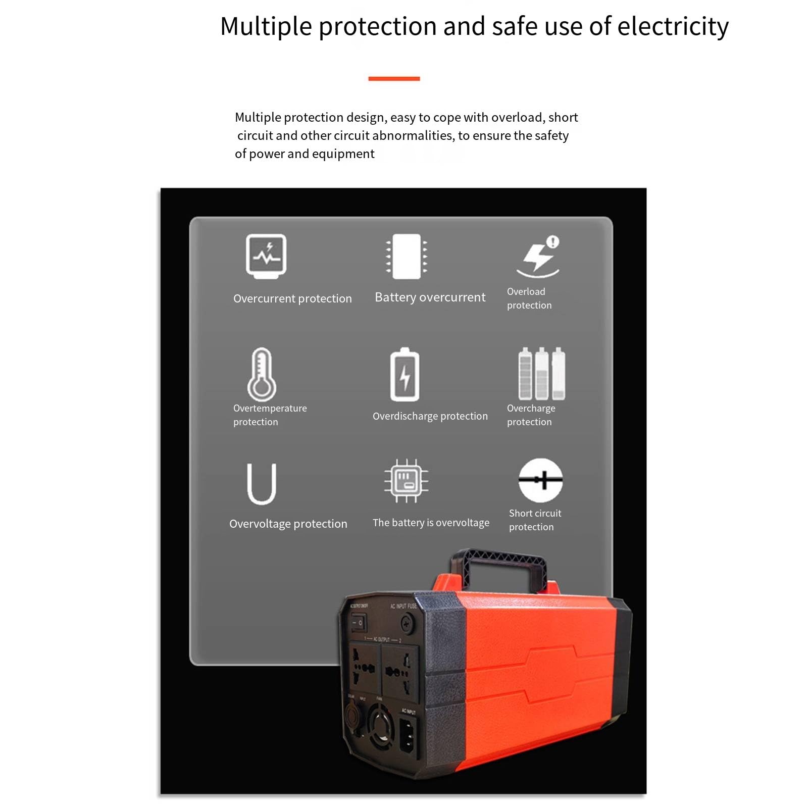 Générateur de Puissance Mobile Onde sinusoïdale Pure 500W Chargeur de Batterie Centrale 220V Camping en Plein air Alimentation de Secours,31AH