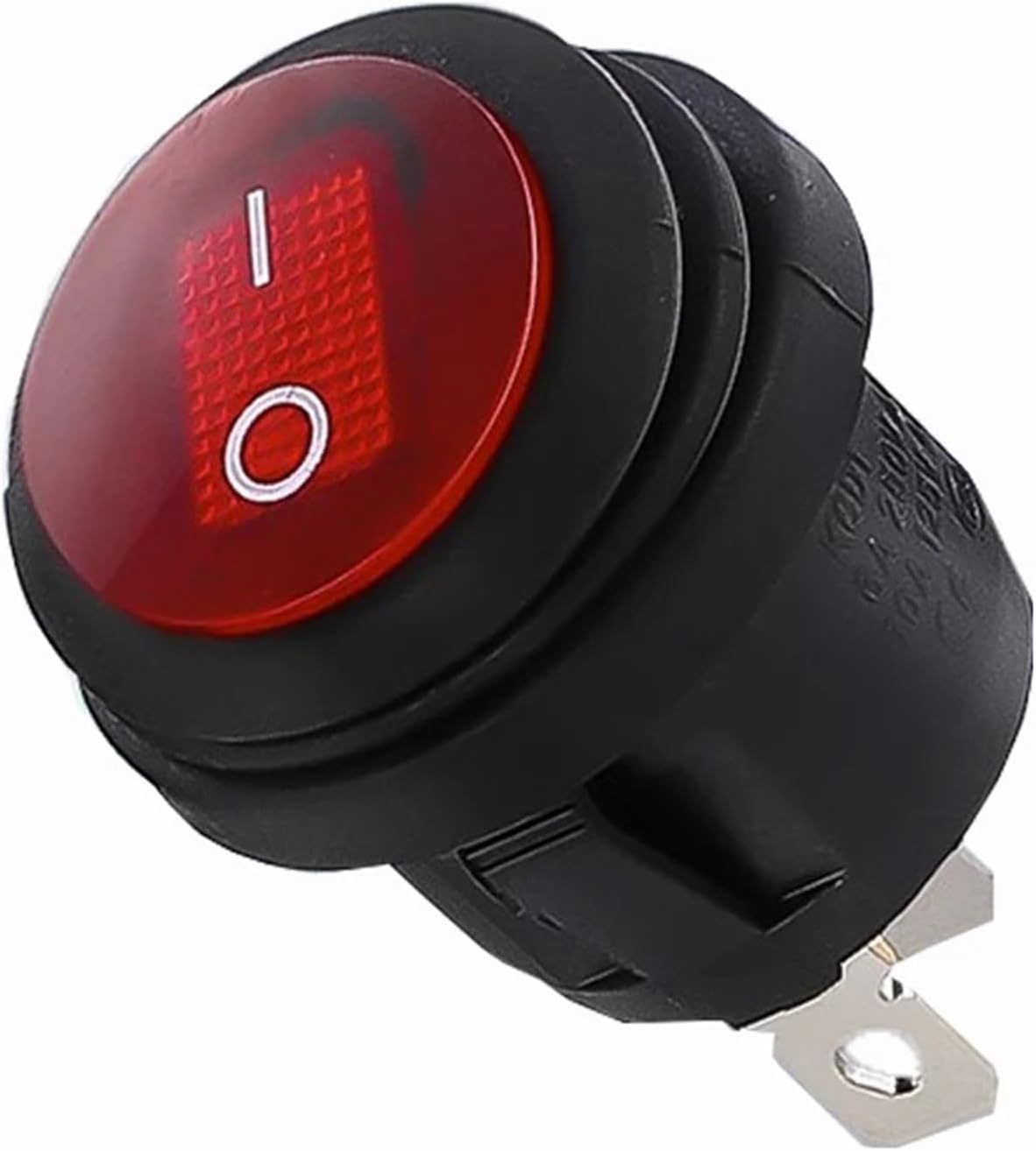 Power switch, Rocker Switch, SPST Round Boat LED Multicolor 12V-24V DC 220V-250V AC(Black,LED DC 12V-24V)