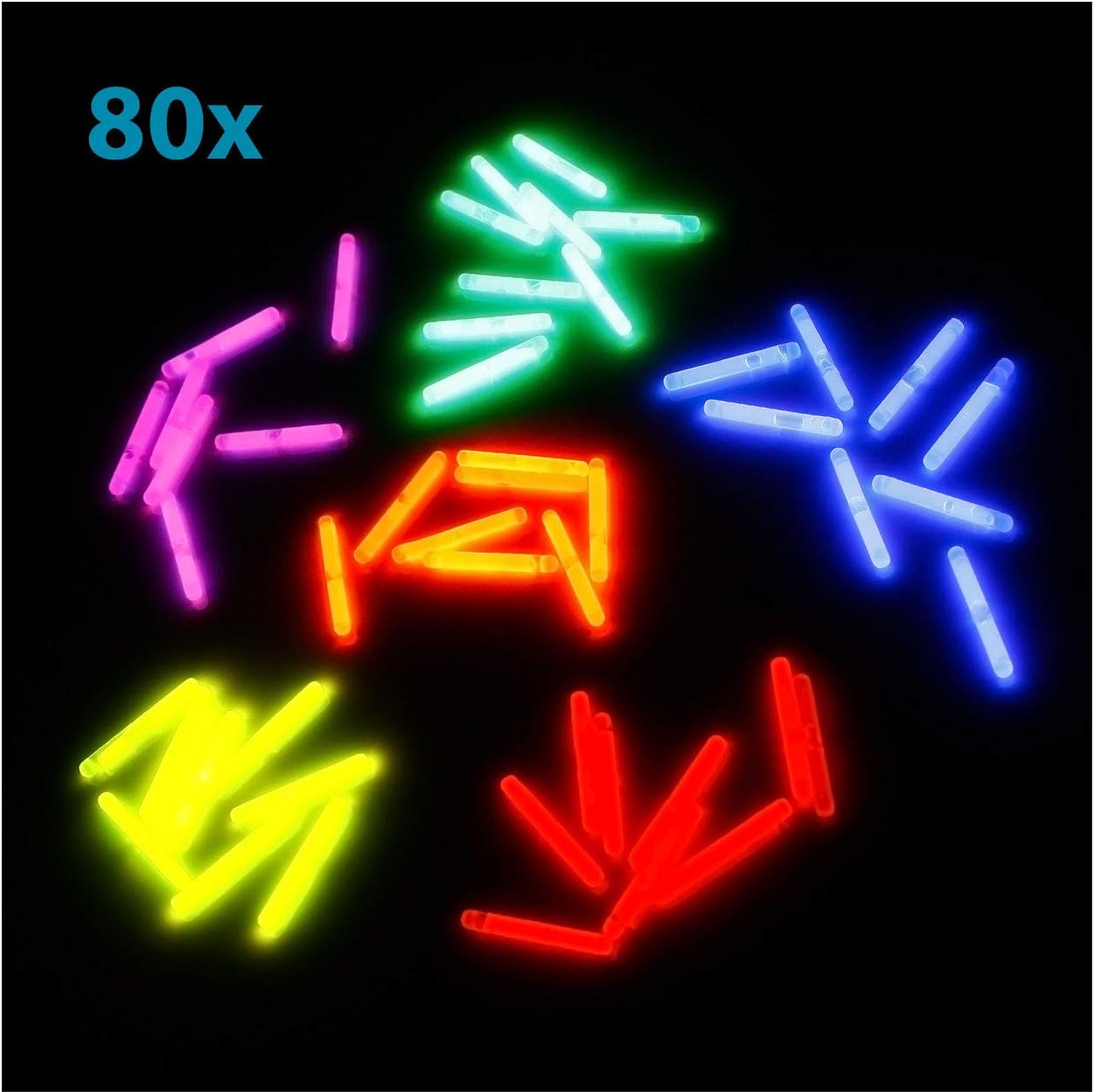Power Lightz Company 1,5“ glowsticks 80 pieces, glow, lightsticks, snaplight, fishing,float