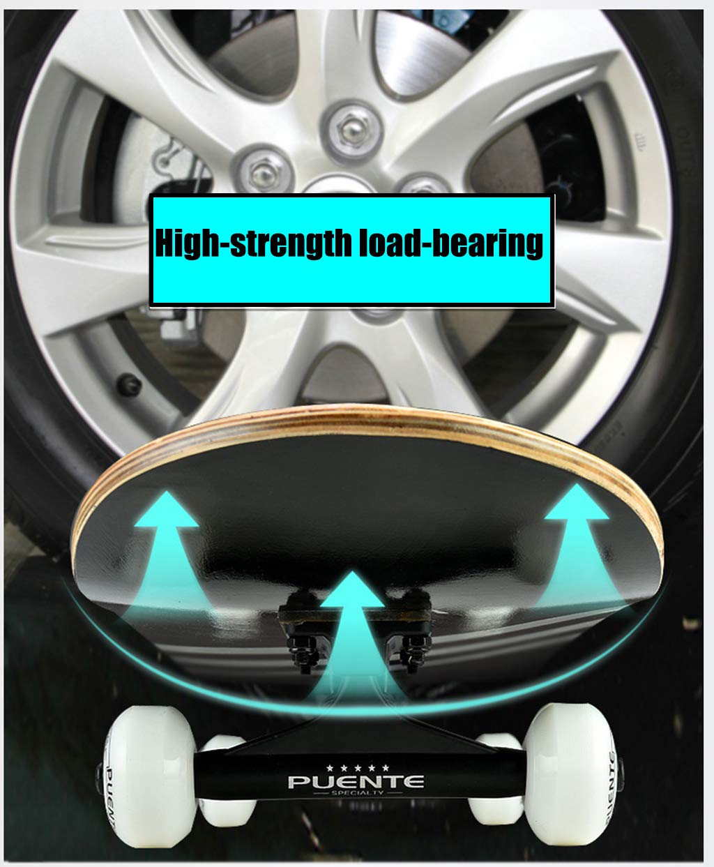 Skateboard Kids Complete 31 Pulgadas 4 Ruedas 8 Capas Maple Balance Sense Development Recessed Pro Skateboard Principiantes Adultos Jóvenes