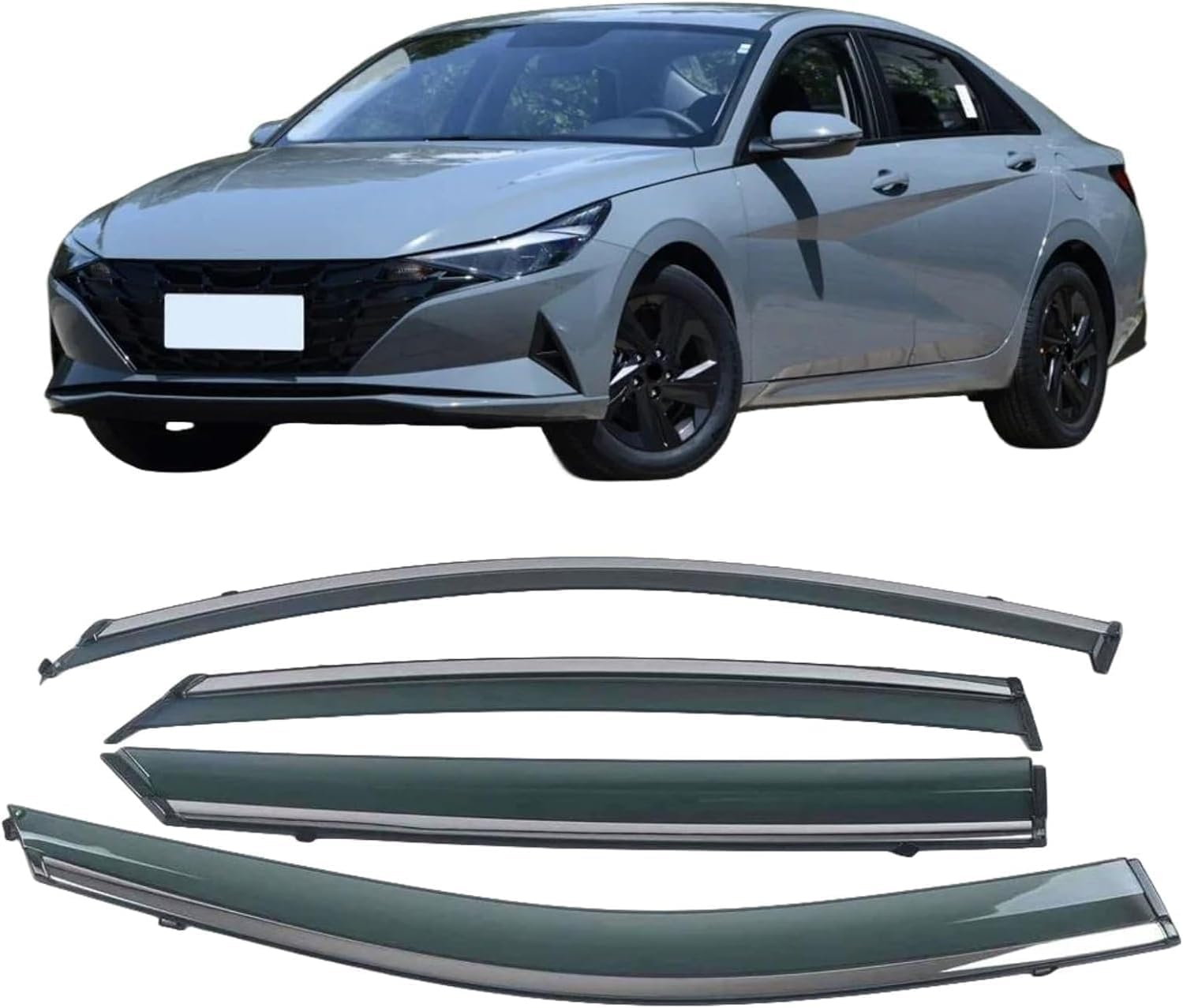 PANXUC Car Wind Deflectors for Hyundai Elantra 2021-2023, Side Window Wind Rain Deflector Window Visor Sun Rain Guard Smoke Guards