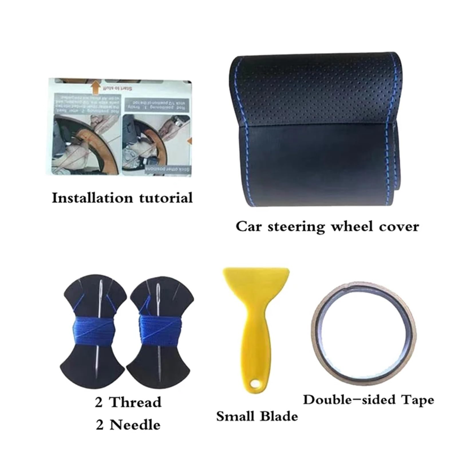 Cubierta Volante Funda para Volante Coche Cuero Genuino Negro Cosida A Mano para Ford para Mondeo para Mk4 2007-2012 para S-MAX 2008 Cubierta Volante Coche