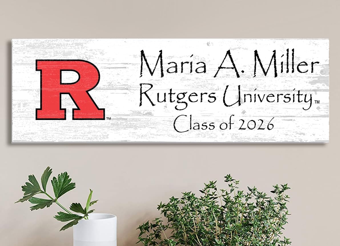 Rutgers University Personalized Class Year Plaque – Solid Wood – Custom Name for Alumni, New Students, or Graduation Gift