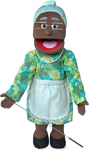 Marioneta estilo ventrílocuo de 25 pulgadas, abuelita negra, cuerpo completo
