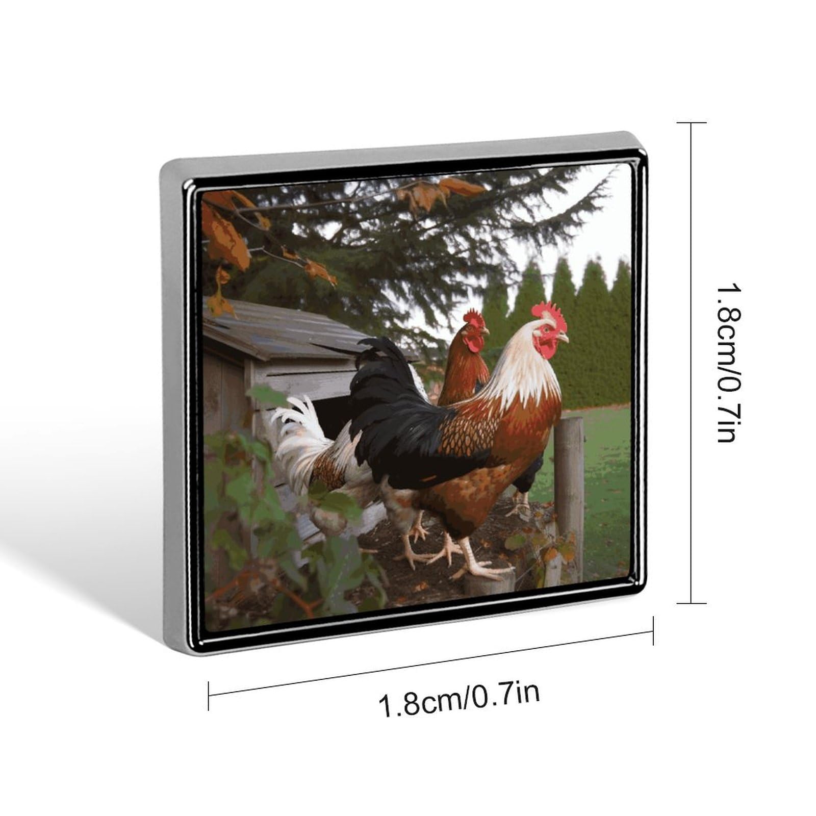 Square Lapel Pins BackYard Chickens Metal Square Brooceh Badge for Suits, Backpacks & Hats, Lapel Accessory