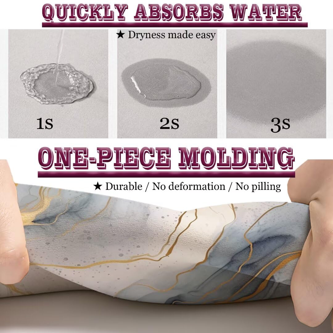 Badezimmerteppich Groß Schnelltrocknend Badteppich 160x230cm Rutschfester Badematte Marble Absorbierender Duschvorleger Waschbar Badvorleger Dünn Bath Bathroom Mat Fußmatten Toilette Badewanne 5-682