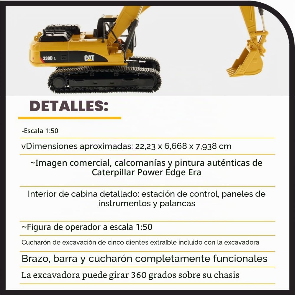 Diecast Masters 85199c - Cat 330D L Excavadora Hidráulica, Escala 1:50, a Partir de 14 años, en Caja de escaparate, Ideal para coleccionistas