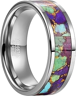 4mm 8mm Tungsten Rings for Men Women Wedding Engagement Bands Turquoise/Red Coral Inlay Promise Ring Jewelry Gift for Boys Husband Groom Father Comfort Fit Size 7-12