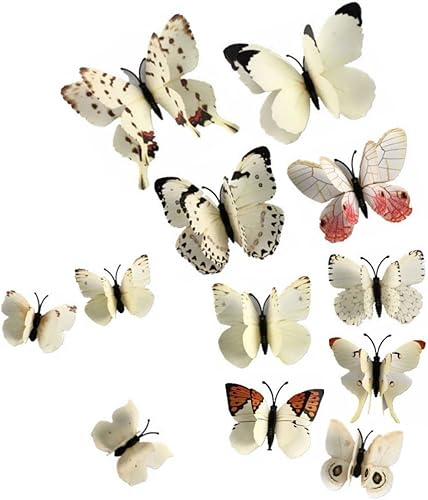 AKOAK 24 calcomanías de pared de mariposa 3D, de doble capa, con imán y adhesivo de doble cara para decoración de habitación, hogar, guardería,