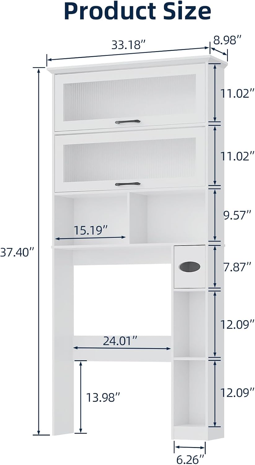 Detailed product dimensions diagram for the Vabches Over The Toilet Storage Cabinet.