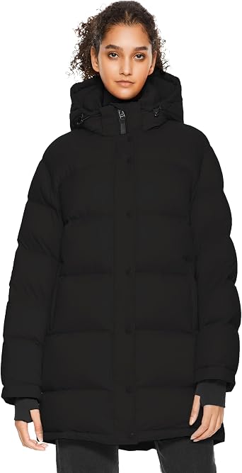 Orolay Womens Mid-Length Thickened Jacket with Detachable Hood Stand Collar Winter Puffer Jacket