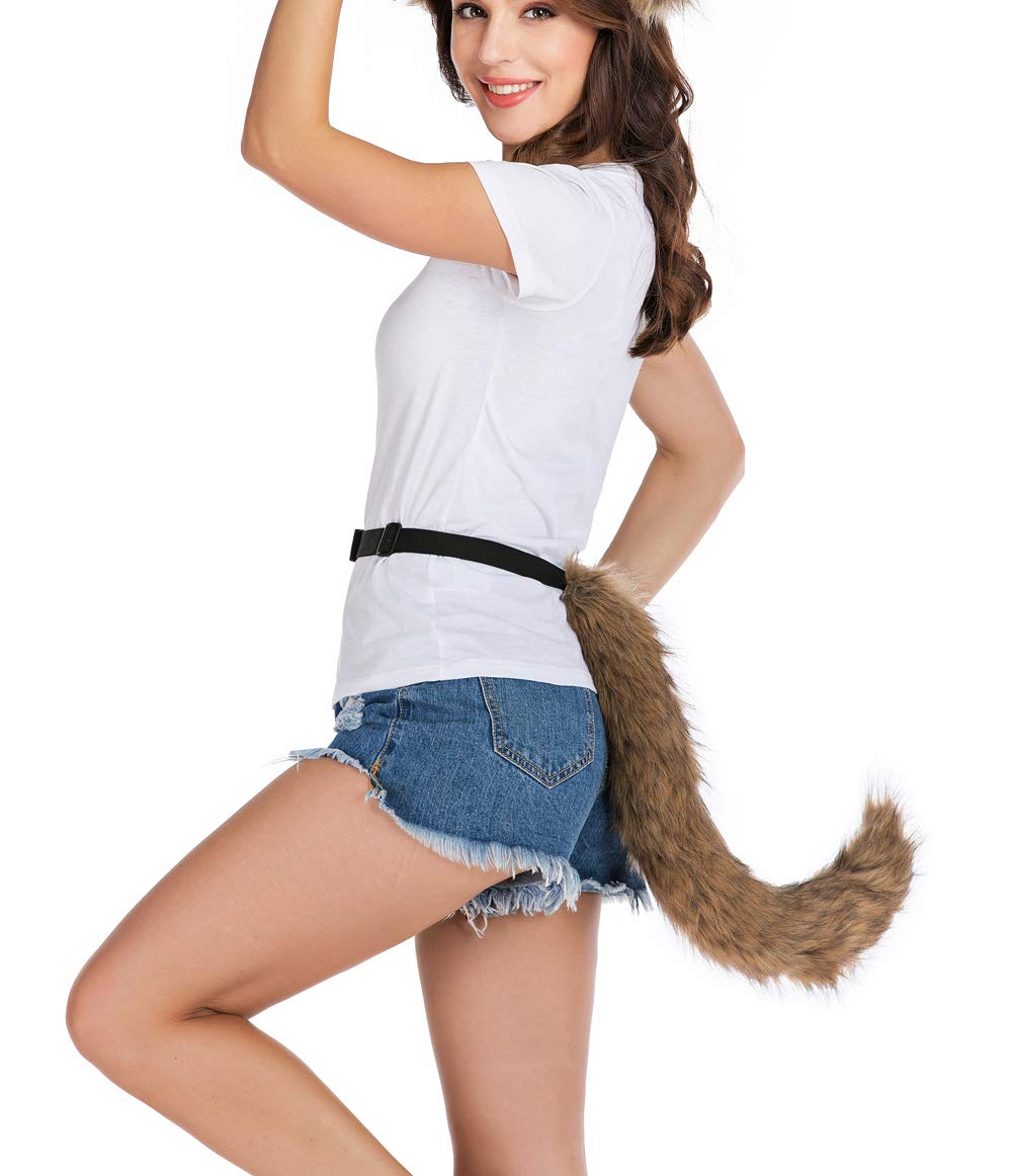 HAOAN Adults 26 Inch Wolf Tail Soft Long Fur Cat Fox Costume Tail for Halloween Party Costume product thumbnail 3