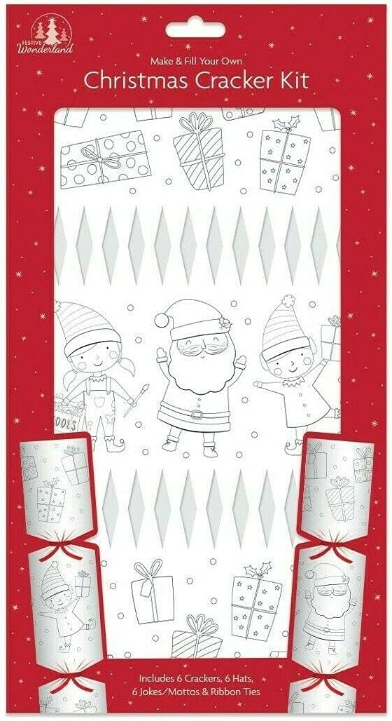 Make And Fill Your Own Festive Seasonal Christmas Party Cracker Craft Kit (Colour Your Own)