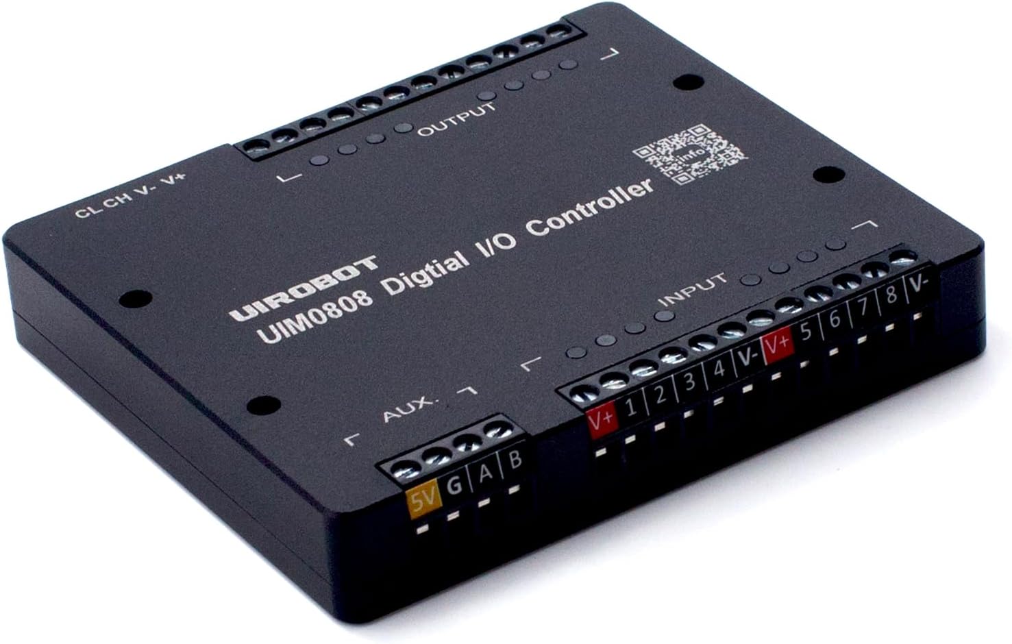 Compact I/O Module,Metal Case,Industrial 3750V Isolation,Low‑Profile Data Acquisition (DAQ),CAN Bus and Encoder Interfaces,8 in / 8 Out / 1 Auxiliary Input, Provide SDK & Sample Code (UIM0808)
