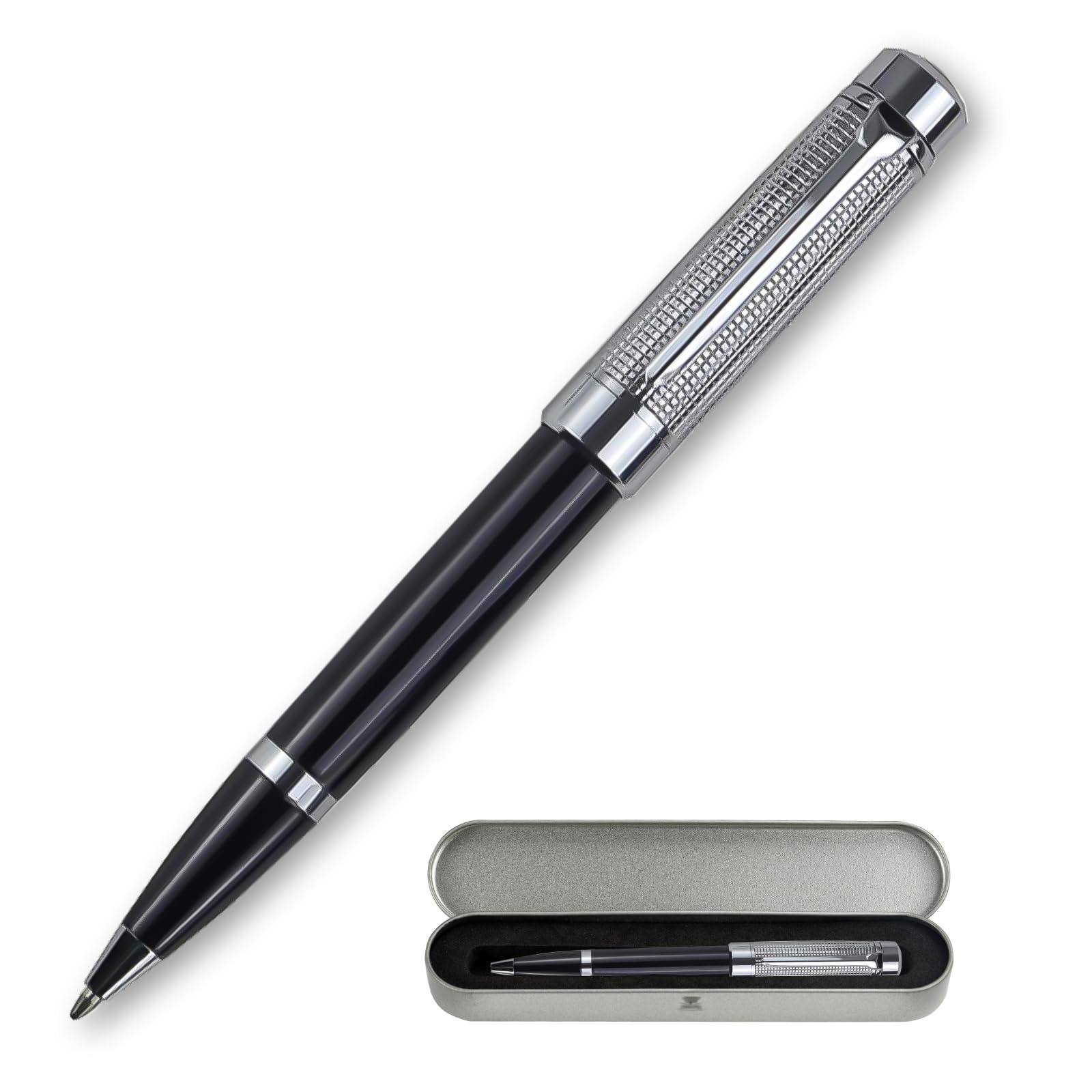 YUNCHUN Heavy Duty Black Ballpoint Pen, Luxury Ball Pen for Writing, Retractable Office Executive Bolígrafo for Work, Nice Gift Set for Men and Women,