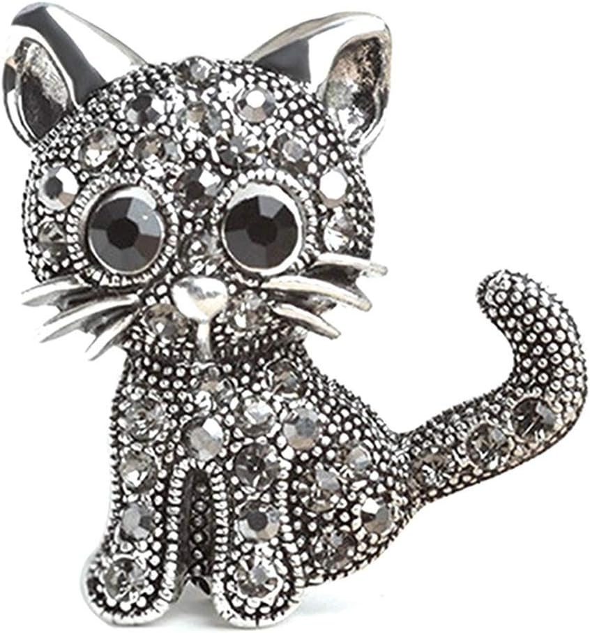 Crystal Cat Brooches Pins Christmas Wedding Gift for Women (cat)