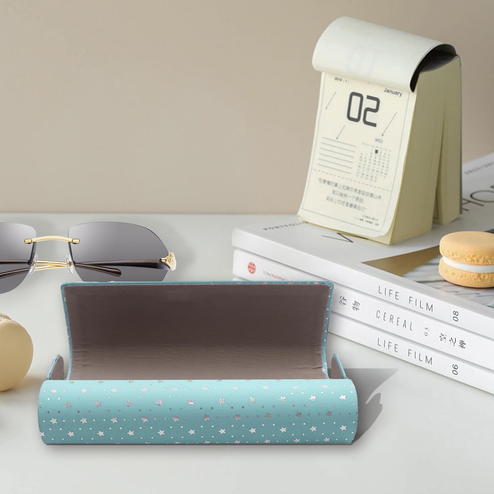 HSYMQ 3PCS Glasses Case, Eyeglasses Case Hard Shell, Reading Hard Glasses Cases for Women Men