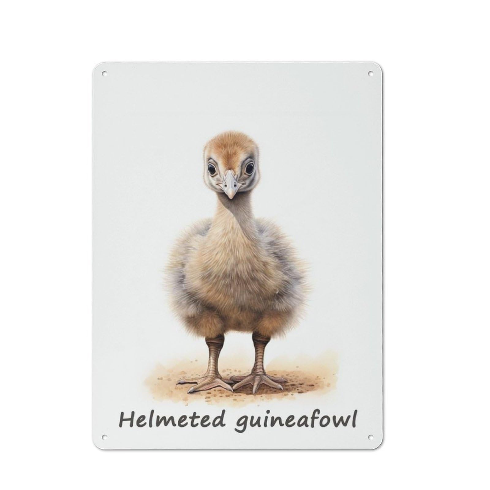 Junmoney Helmeted Guineafowl Decorative Metal Plaque 40X30cm, Garage Style Shed Wall Plaque For Workshop, Basement, Shed Or Games Room