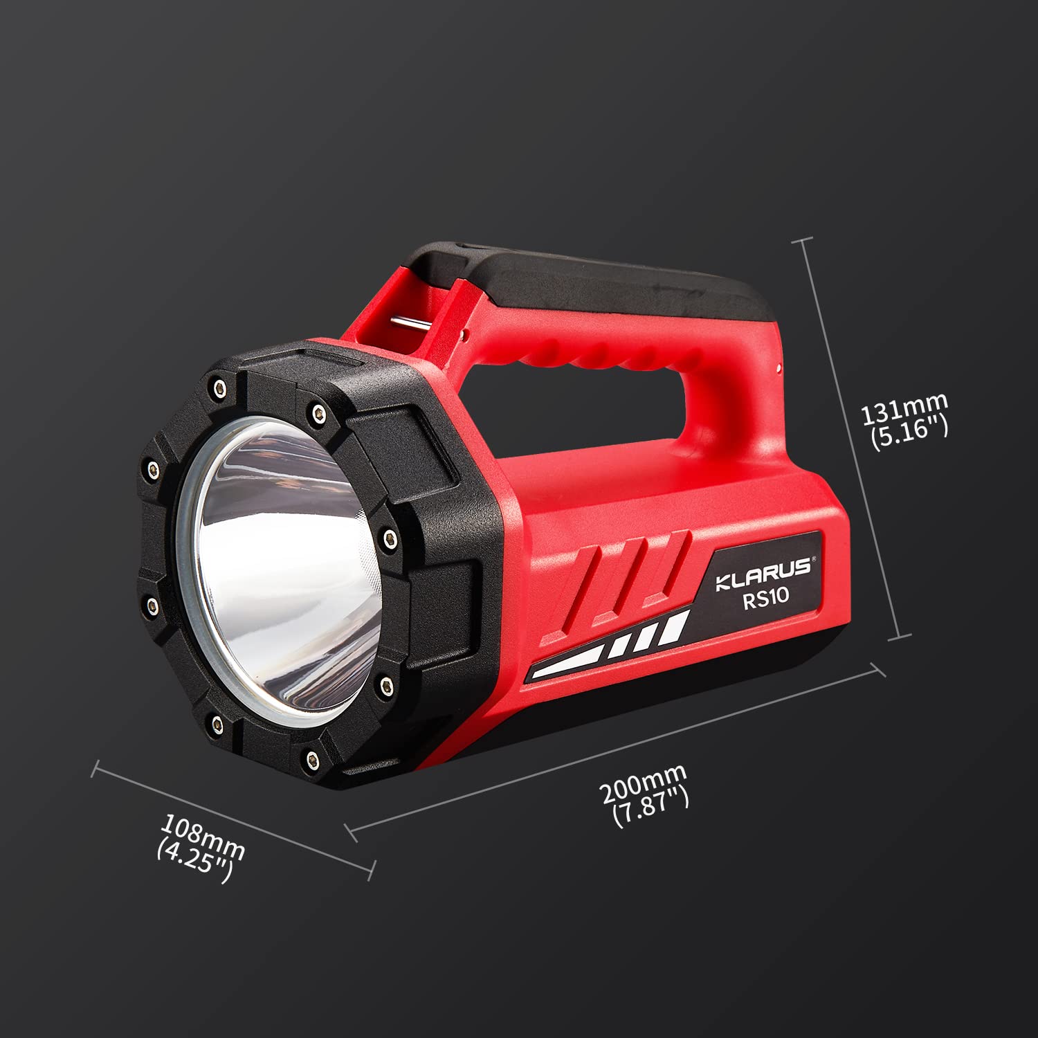 klarus RS10 Lampe torche puissante rechargeable 800 lumens avec lumière COB blanc/rouge 8000 mAh, batterie externe 8000 mAh, 7 modes de lumière pour urgences, randonnée, usage domestique