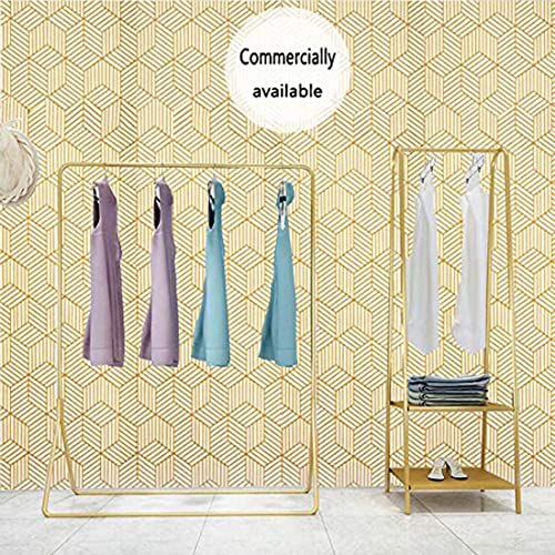White And Gold Geometry Stripped Hexagon Peel And Stick Contact Paper Self Adhesive Wallpaper Removable Vinyl Film Decorative Shelf Drawer Liner Sticker 118 Inch X17.7 Inch #TOP5