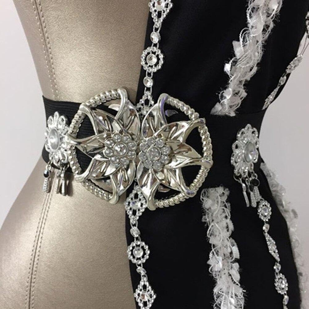 Justaucorps À Paillettes Brillantes pour Femmes, Une Pièce en Patchwork À Franges avec Col en Chaîne De Perles, Costume De Danse Latine Jazz pour Salle De Bal
