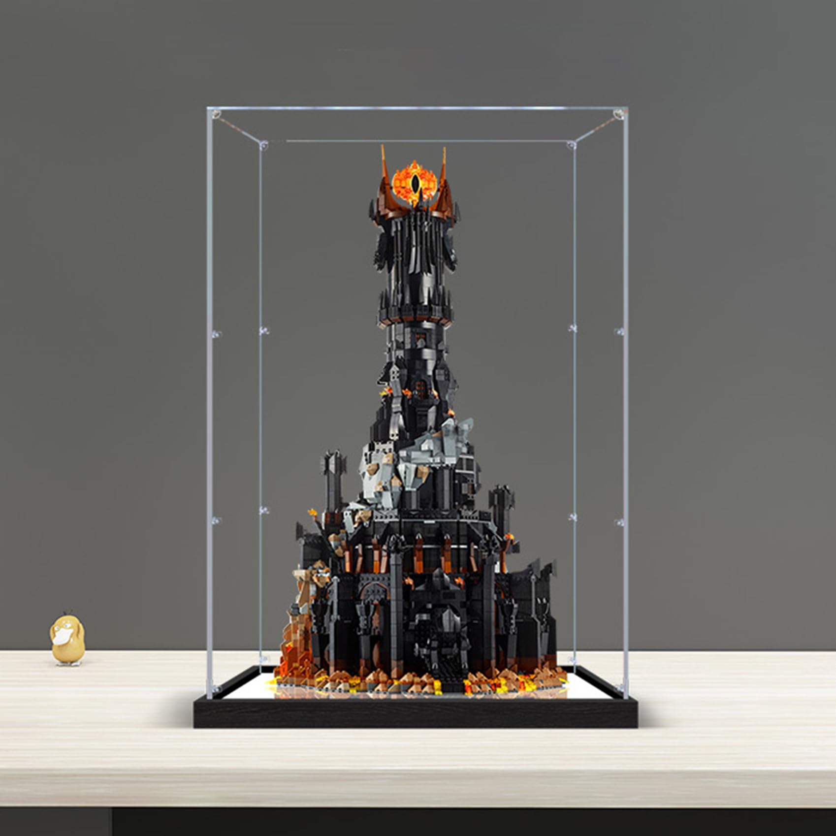 XNSHENGXAN Acrylic Display Case Compatible to Lego The Lord of The Rings: Barad-dûr #10333(19.6*13.7*33.4in), Display Cases for Collectibles, Sturdy Protection for Your Collectible,Mirror Base
