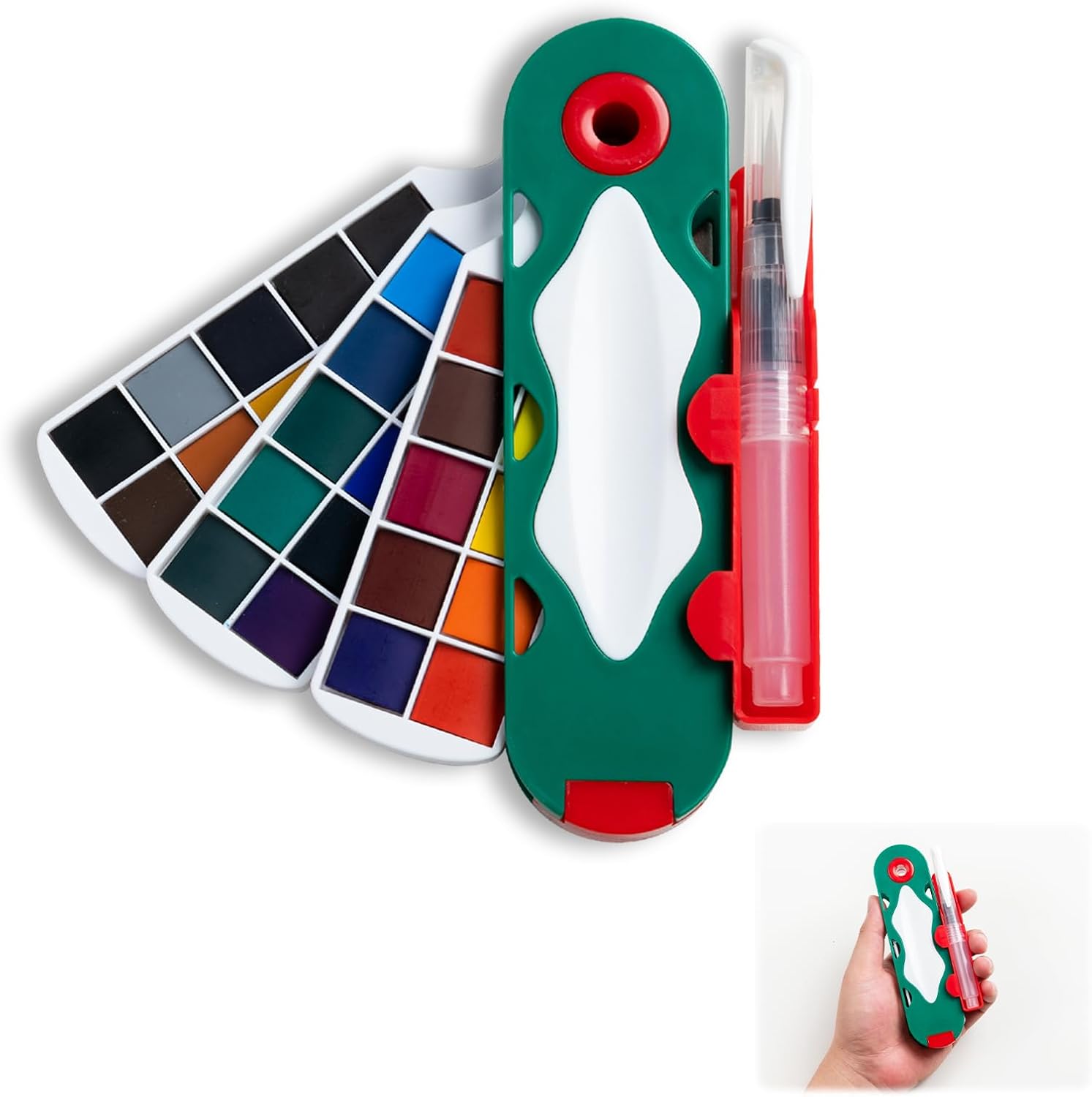 SEAMIART Portable Watercolor Paint Set Pocket Travel Paint Kit w Water Pen