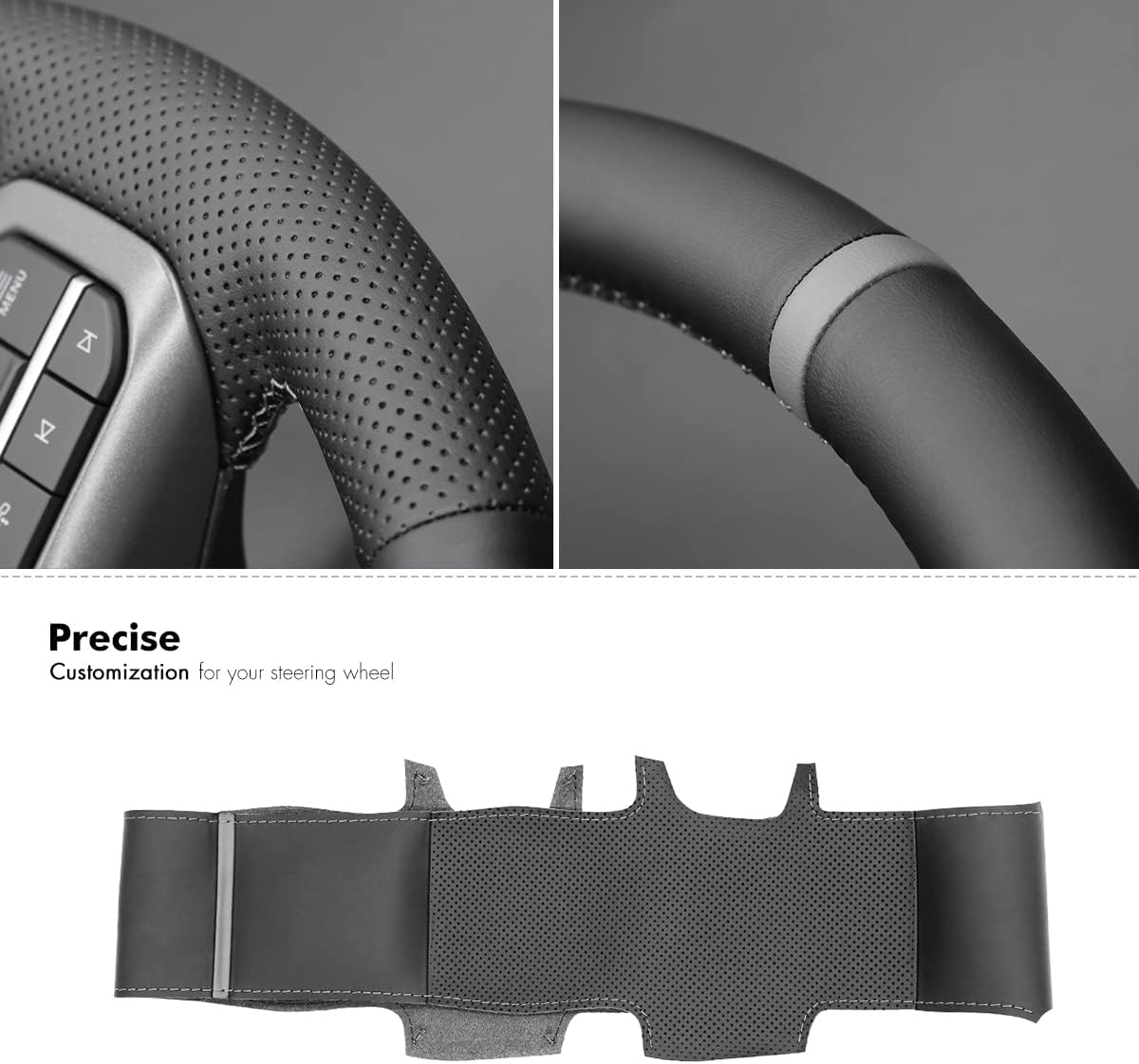 MEWANT Steering Wheel Covers for Ford F-150 2021-2023 / F-150 Lightning 2022-2023 Hand-Stitched F150 Steering Wheel Wrap