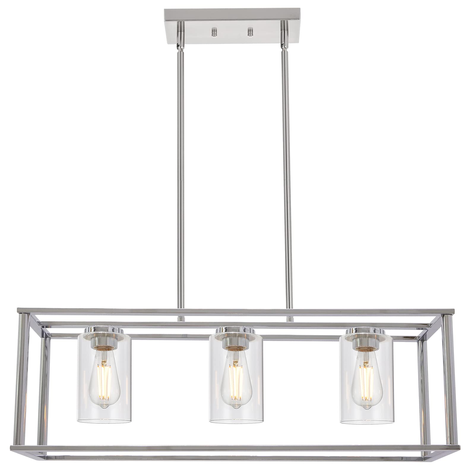 Buy VINLUZ Modern Chandeliers 3 Lights with Clear Glass Shade Chrome