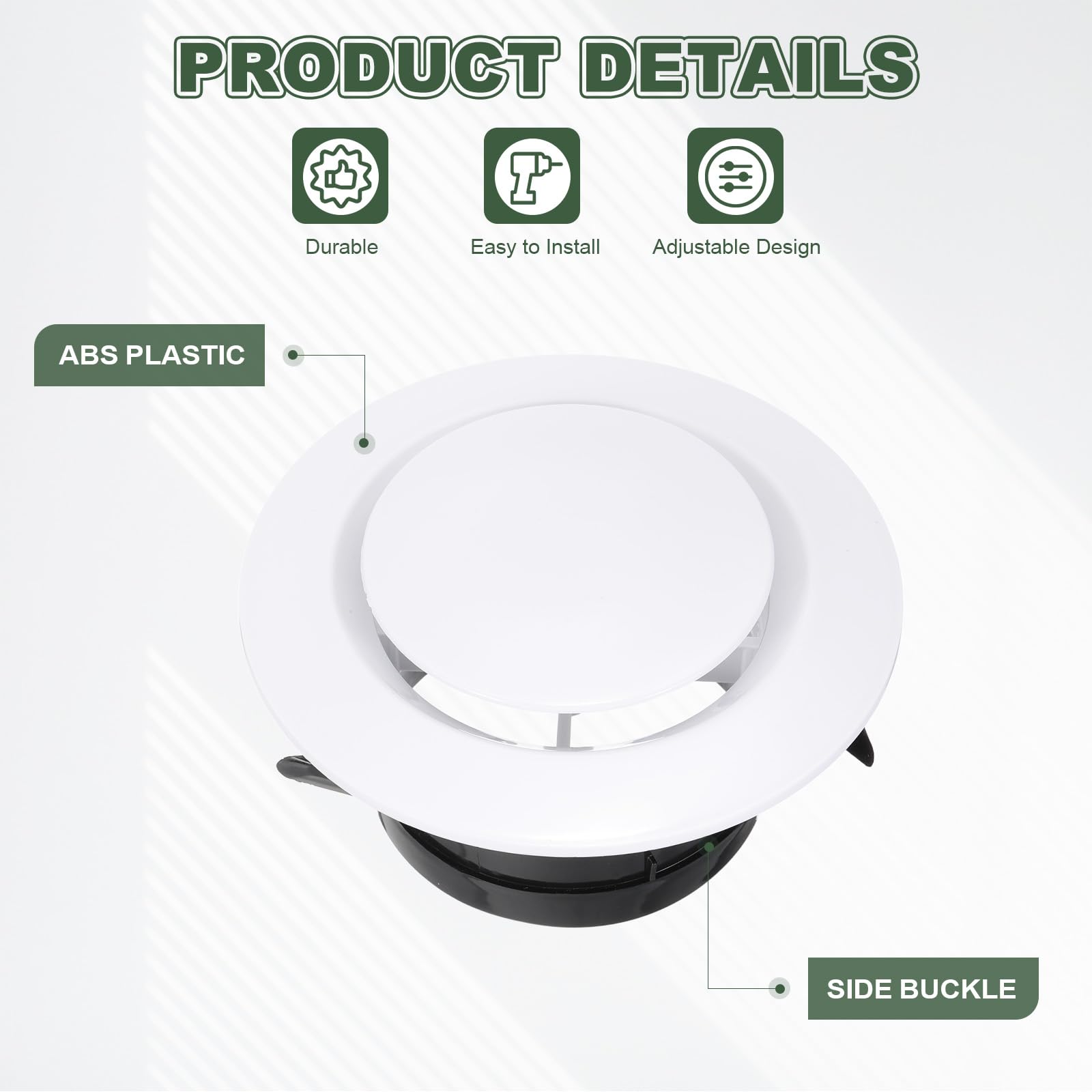 PATIKIL 4 Inch Round Air Vent Cover, 6Pcs ABS Adjustable Soffit Vents, White - Image 3