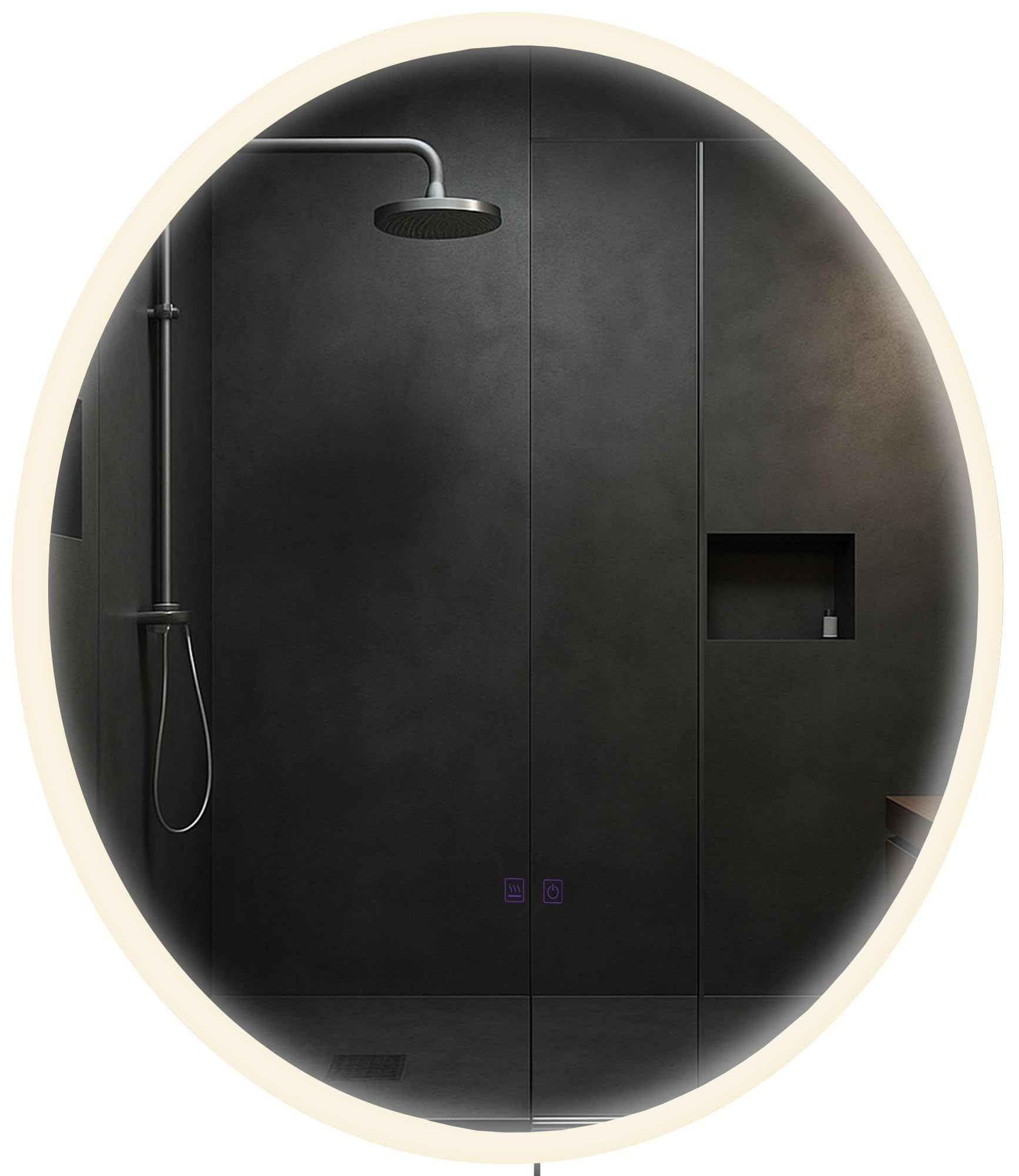 CLP Espejo de baño Laconia con iluminación, Altavoz Bluetooth, Espejo de baño antivaho, Espejo de Pared Redondo LED Regulable, Tamaño:Ø 70