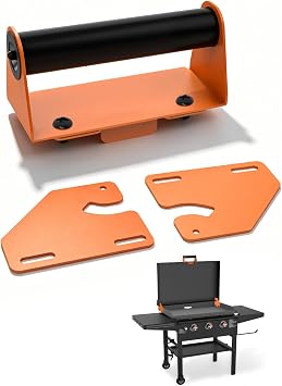 Hinge & Handle Kit for Blackstone Griddles 28/36/44 - Transform Hard Lid into Flip-Up Hood - Heavy Duty Steel Grill Covers Accessory - Easy Installation Orange