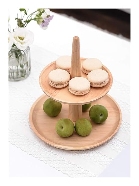 WD Cake Stand Home Living Room Cake Tray Afternoon Tea Snack Tray (Size : Double layer)