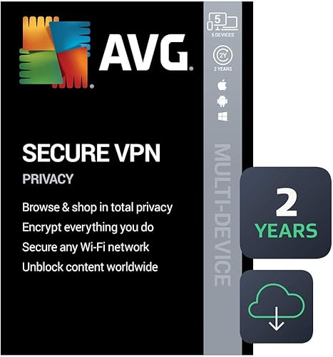 AVG Secure VPN 2021 5 dispositivos, 2 años PCMacDescarga móvil