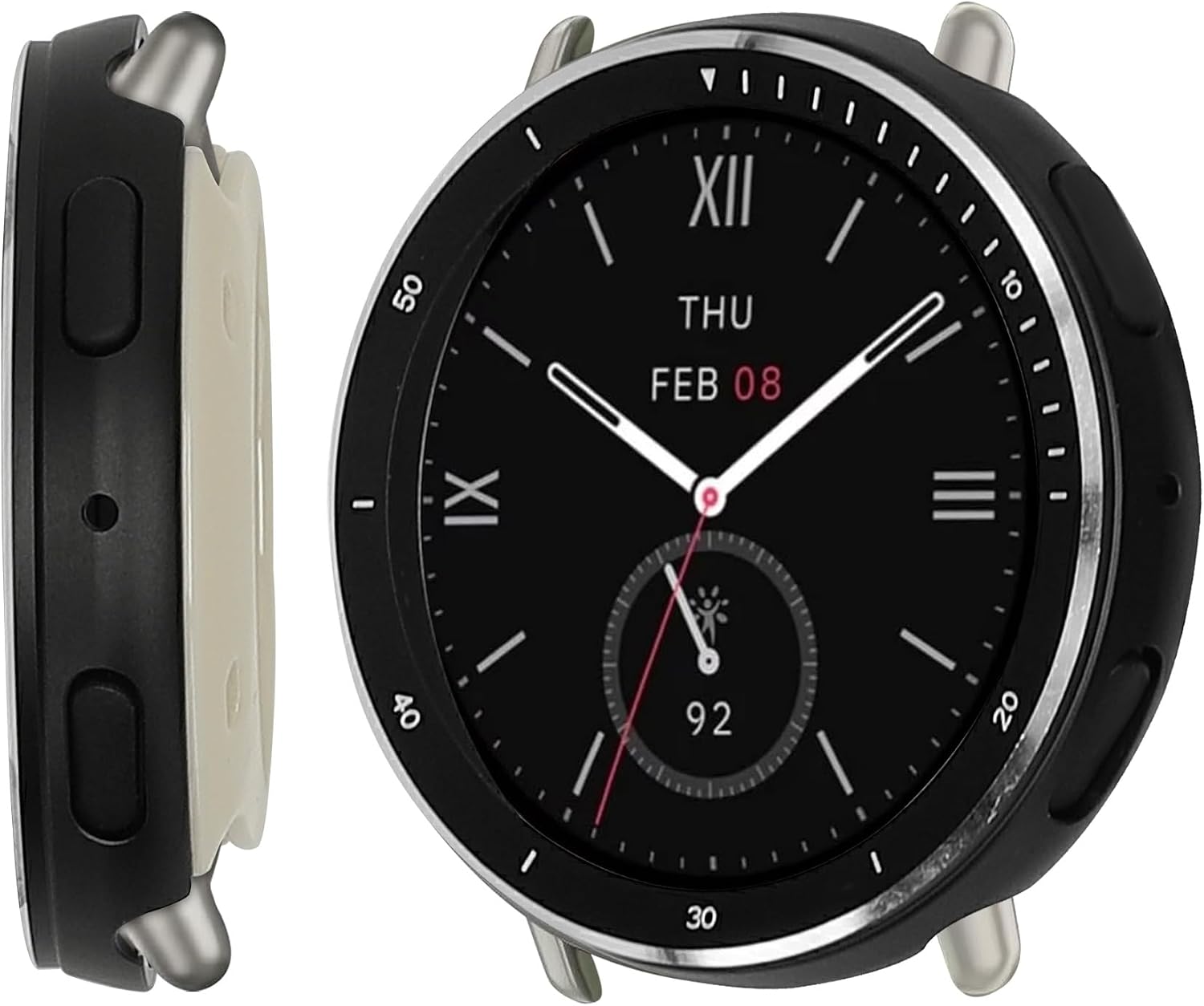 kwmobile Metal Case for Amazfit Active 2 (A2437) Case - Full Body Protection for Smart Watch Fitness Tracker - Full Functionality - Black