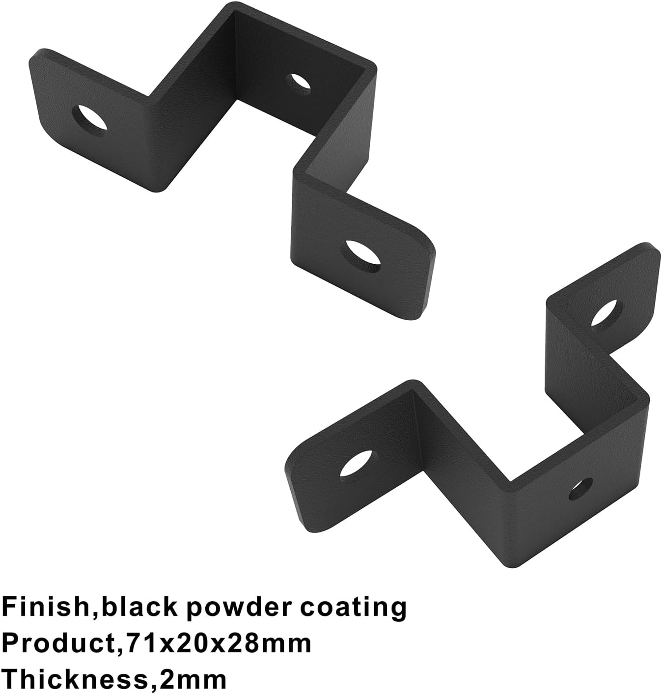 8Pcs Square Pipe Clamp, Black Strap Post Ties Brackets, U Shaped Connector Bracket, Wood Deck Fence Post Tie for Water Pipes, Balcony Railing, Stairs Railing