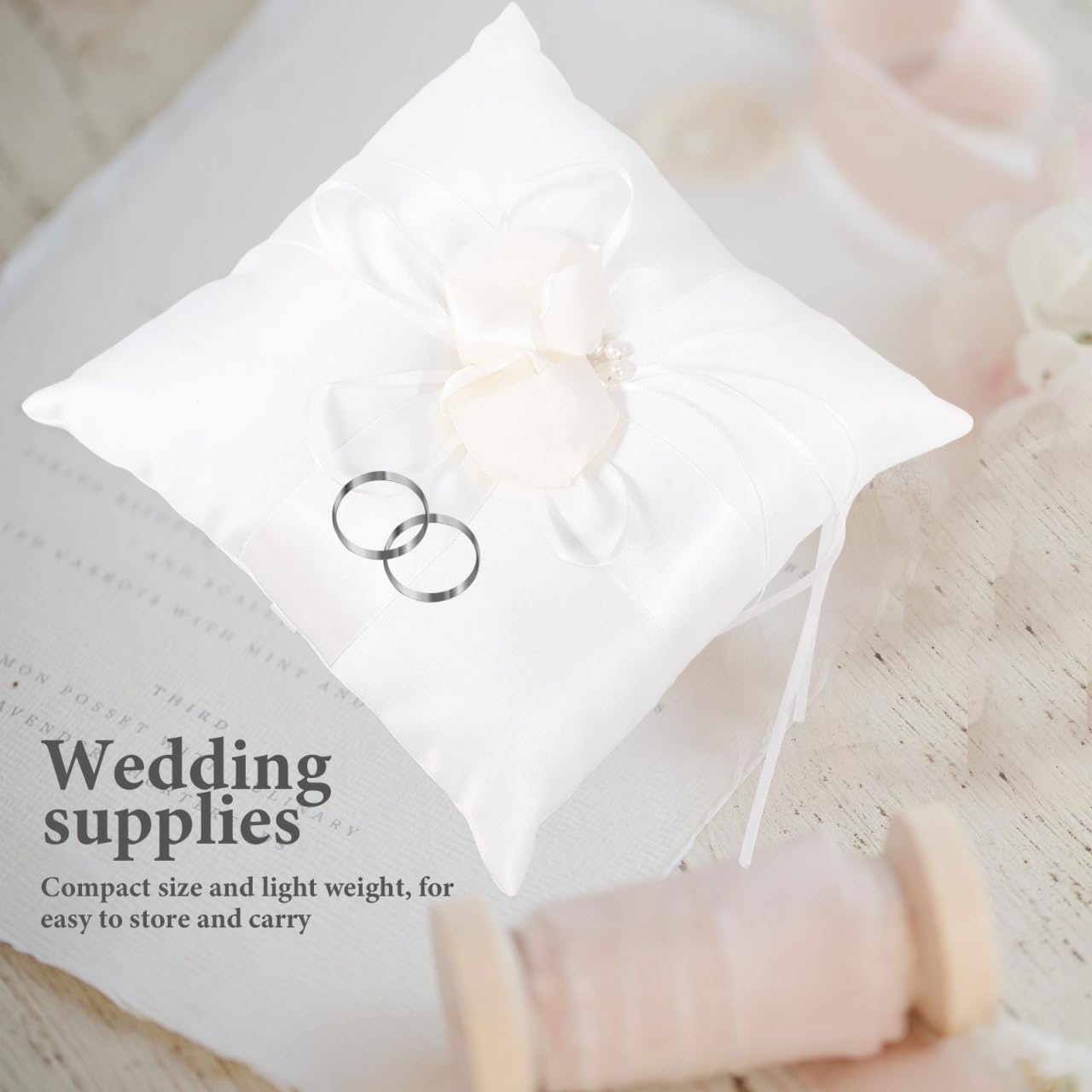 Winomo Cuscinetto avorio per fedi nuziali, per matrimonio, bocciolo 20 x 20 cm