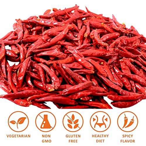Image of Yimi Dried Red Chilis Peppers, Medium Hot Spice For Multi Cuisine 10.7 Oz | Medium Hot Spicy Peppers Dried Chili Pods For Pozole Tamales Hotpot, Resealable Storage Bags For Cooking & Gift