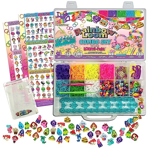 BANDAI - Rainbow Loom Combo Set – Fabrication de bracelets - Loisir Créatif - Métier à tisser avec 2300 élastiques – Charms et Perles - ‎Licence Officielle Kit...
