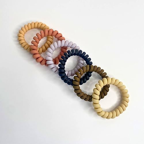 Miniatura 2 de Lazos para el cabello en espiral, 6 unidades, sin pliegues, bandas para el cabello en espiral, coleteros de plástico para teléfono, bandas para el