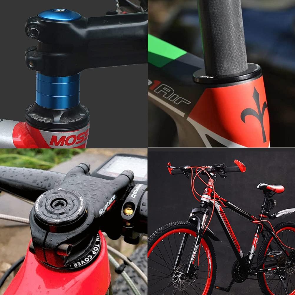 12 Pieces Bicycle Headset Spacer Bike Handlebar Stem Spacers Threadless Aluminum Alloy Headset Stem Spacer Set Fit 1 1/8-Inch Stem for MTB BMX Mountain Road Bikes Cycling 2/3/5/10MM