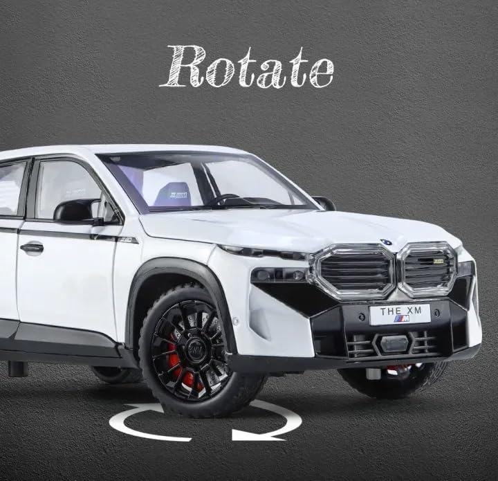 Image of 1:24 BMW XM Model Car Alloy Diecast Pull Back Toy with Lights & Music Openable Doors Metal Sports Car for Kids & Collectors Realistic Design Gift for Boys & Girls (White)