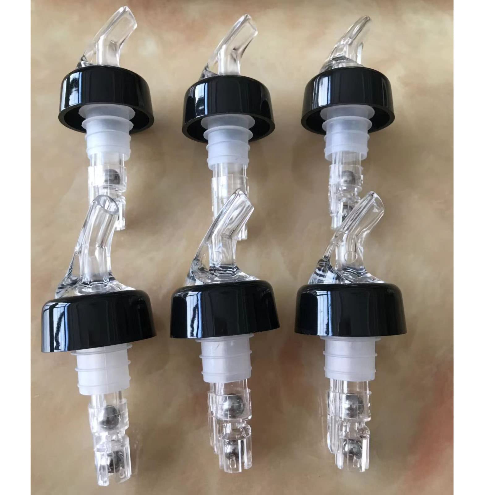 Natudeco 6pcs Bottle Pourers Spout Food Grade Plastic Liquid Dispenser Bottle Nozzle Barware Cocktail Dispensing Spout for Bar Home Kitchen (White)