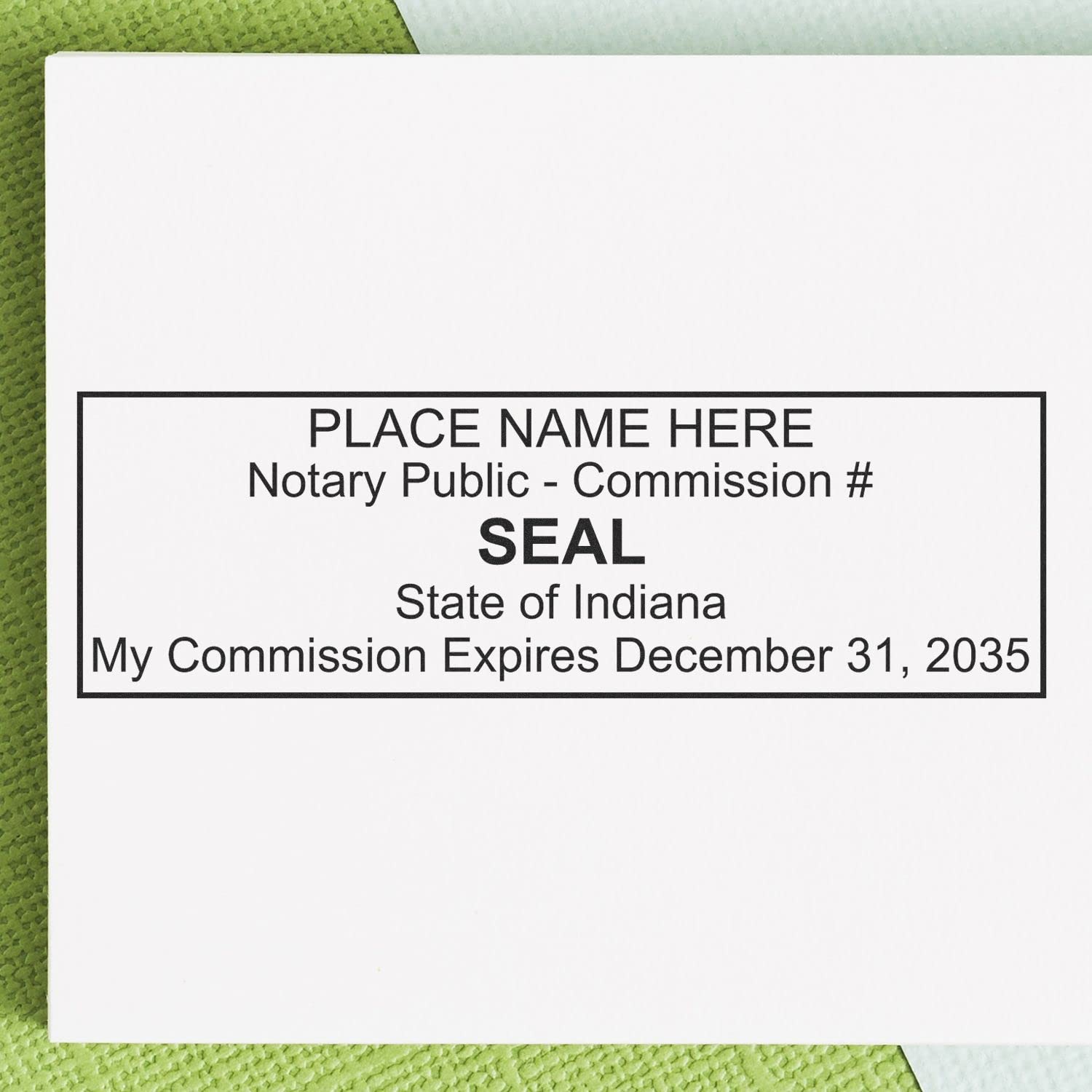 Self Inking Indiana Notary Stamp, Notary Stamp Indiana, Rectangular Imprint, Sized 7/8" x 2-1/4", Up to 5,000 Impressions and Available in 11 Ink
