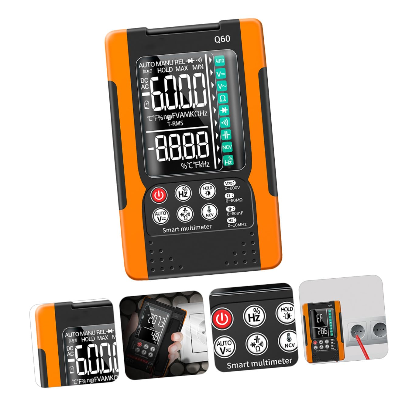 PRETYZOOM Portable Digital Multimeter True with Auto Ranging, Non-Contact Voltage Detection, Backlight Display, Continuity Buzzer, Diode Test, Data Hold, and Flashlight – Electrician Tool