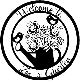 Custom Garden Metal Sign Art,Personalized Name Sign Garden Wall Art Decor,Custom Metal Sign Flowers Shop,Birds Metal Sign for Home Wall Hanging Outdoor Decorate Gifts